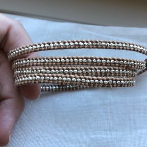 Chan Luu Silver & Tan leather wrap bracelet